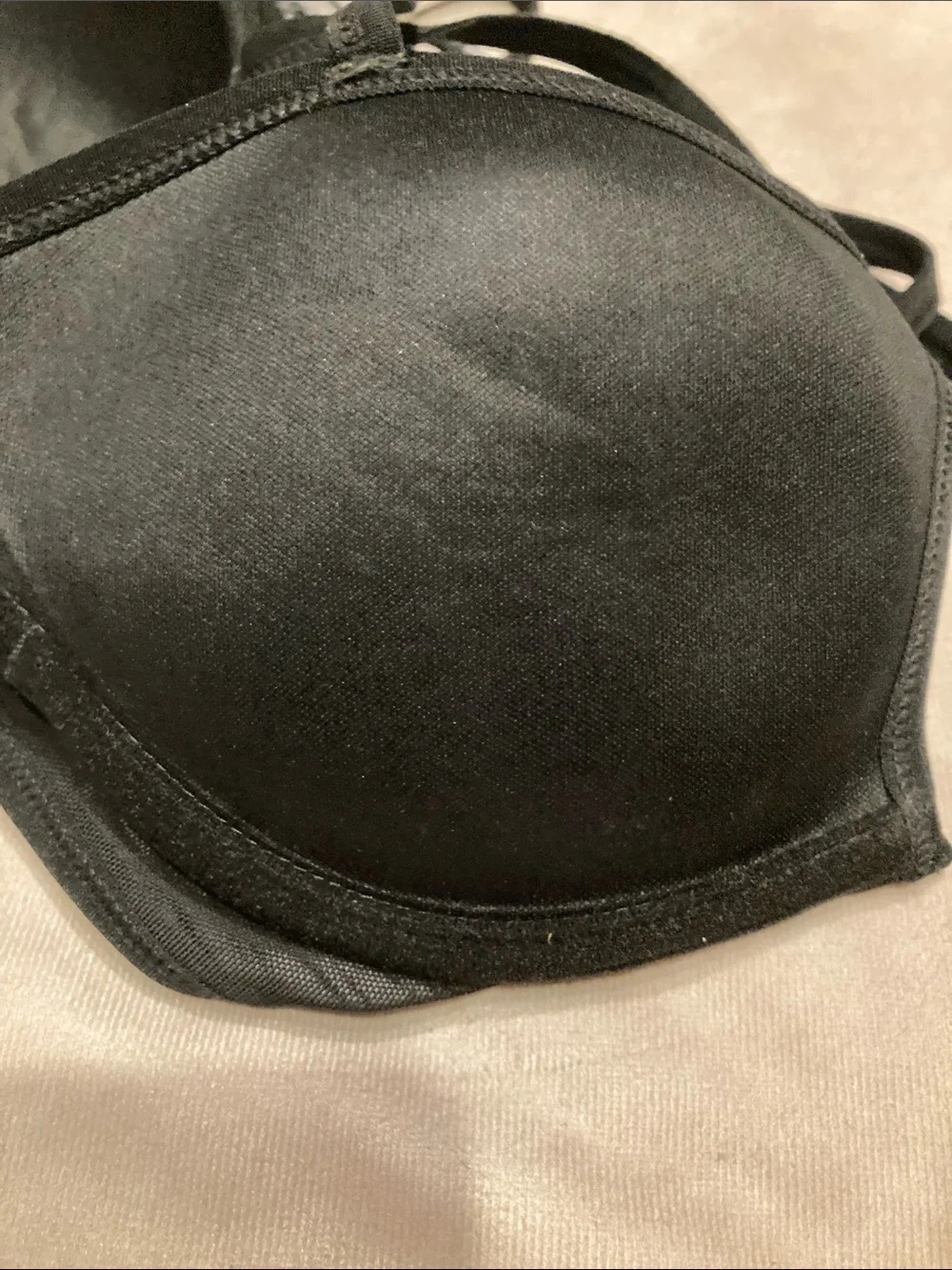 L.A. Gear Black and Gray Striated Sports Bra with Thin Straps